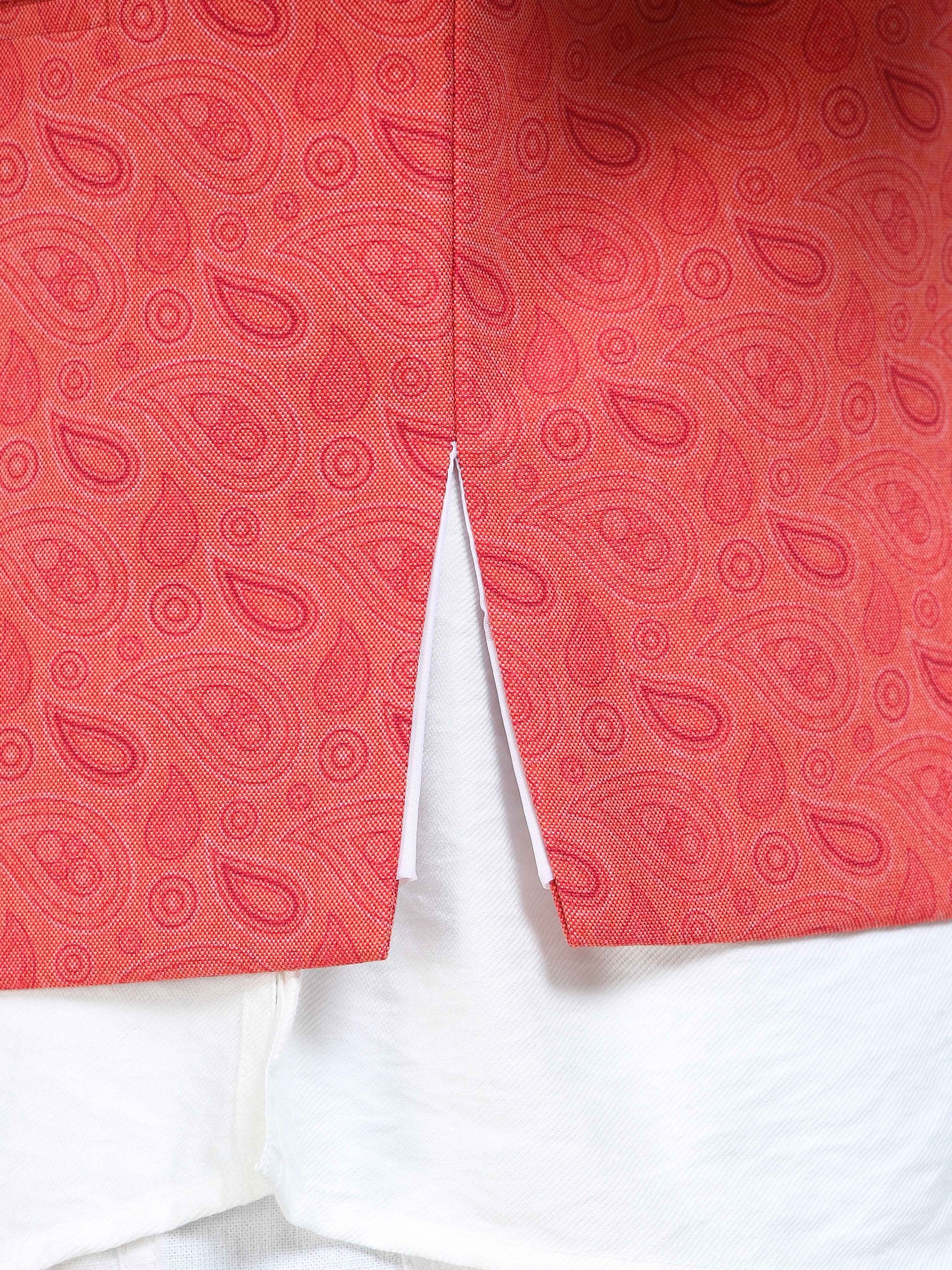 Fabric texture close-up of Coral Field print on Men’s Printed Modi Coat