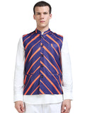 Front view of Men’s Printed Modi Coat in Orion Stripes with Mandarin collar
