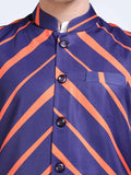 Close-up of Mandarin collar on Orion Stripes Printed Modi Jacket