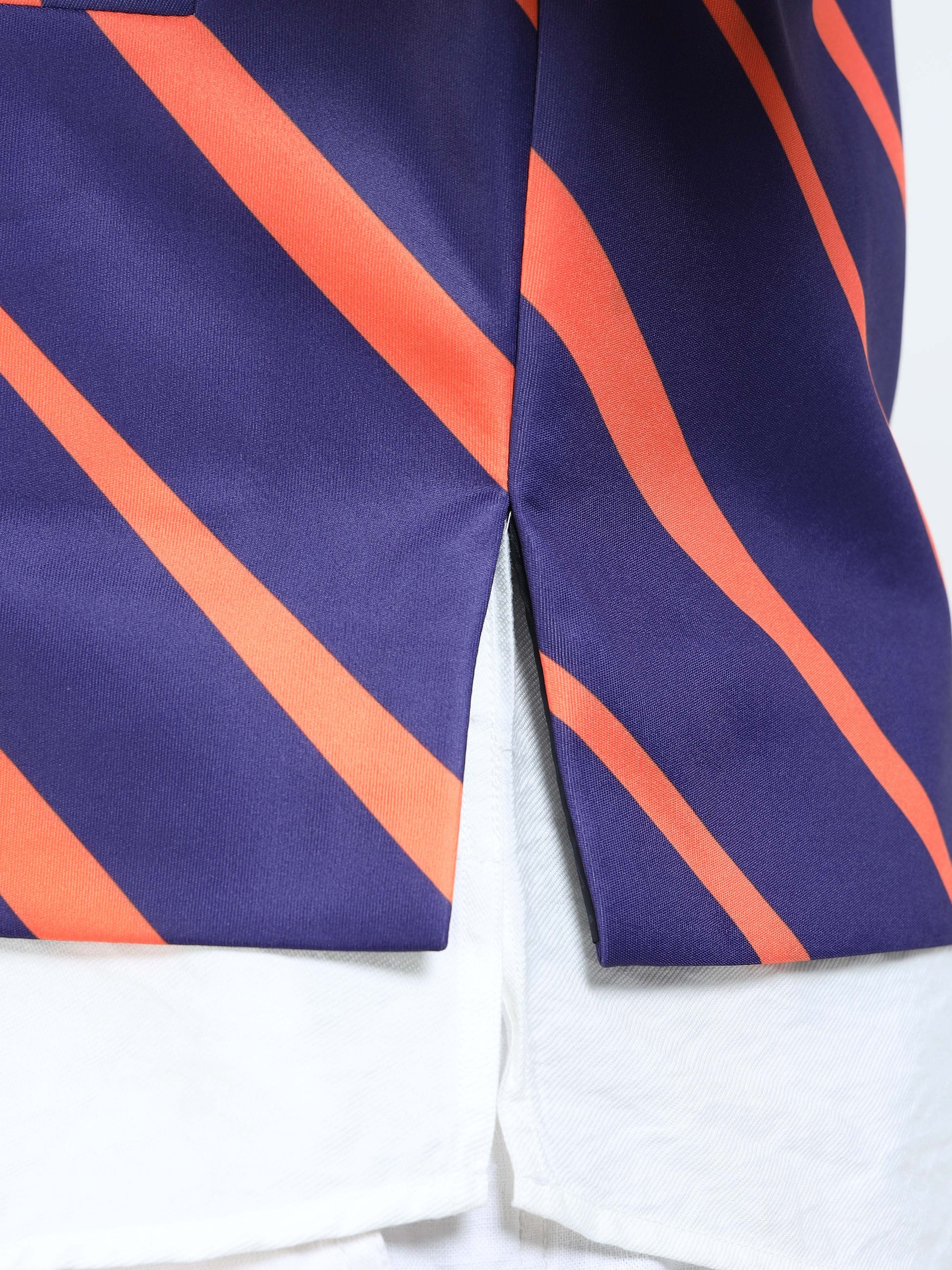 Fabric detail of Orion Stripes print on Men’s Printed Modi Coat