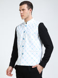 Side profile of Men’s Printed Modi Coat Blue Hue Dots pattern