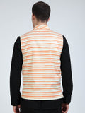 Back view of Wavy Stripes Printed Modi Coat for men in slim-fit design
