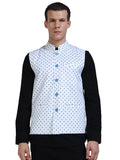 Front view of Men’s Printed Modi Coat in Micro Tile with Mandarin collar