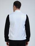Back view of Micro Tile Printed Modi Coat for men in slim-fit design