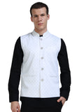 Front view of Men’s Printed Modi Coat in Diamond Mesh with Mandarin collar