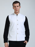 Front view of Men’s Printed Modi Coat in Diamond Mesh with Mandarin collar