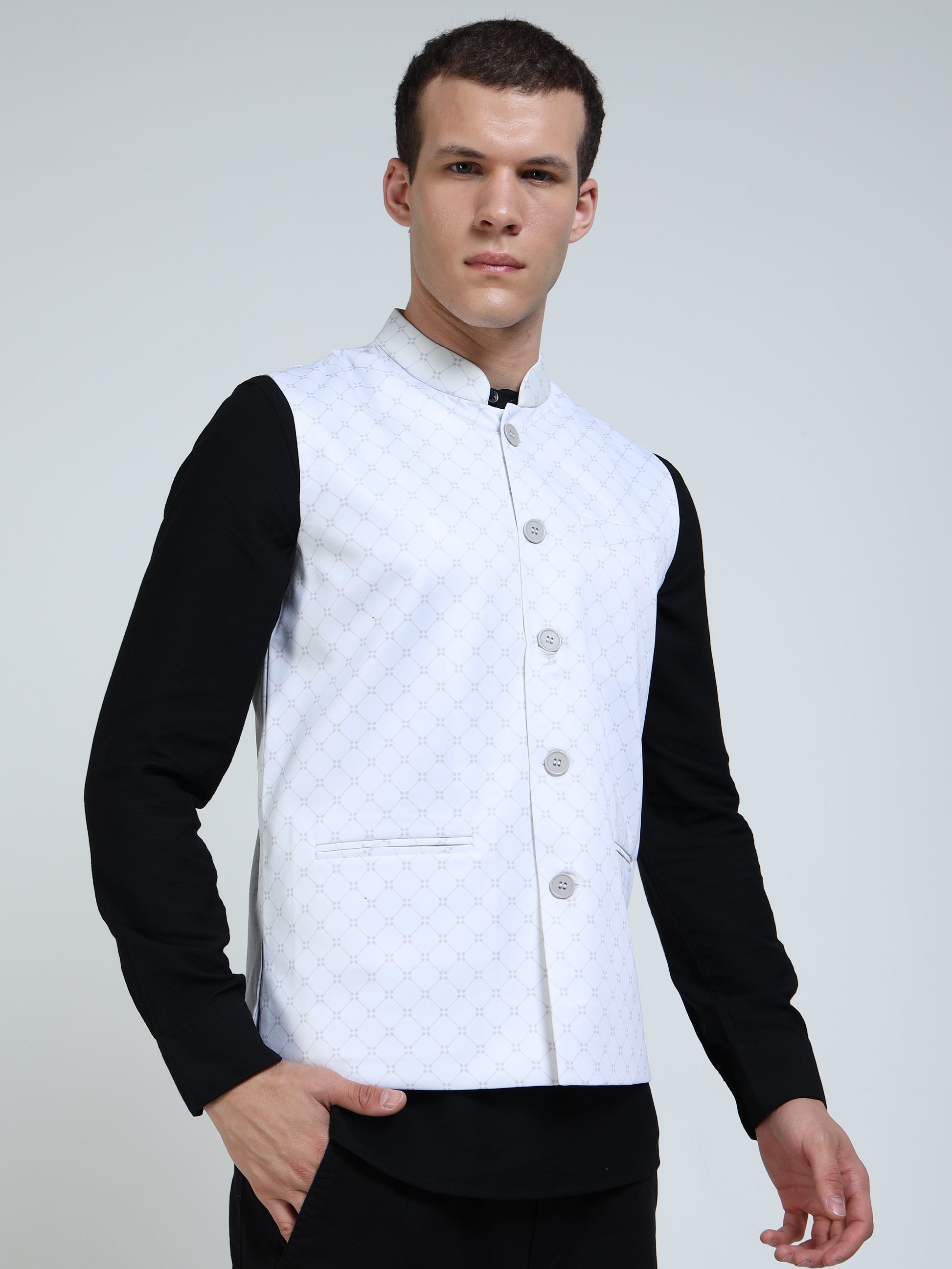 Side profile of Men’s Printed Modi Coat Diamond Mesh pattern