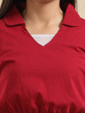 Women's Cotton Cropped Half Sleeve Polo T Shirt