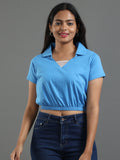 Women's Cotton Cropped Half Sleeve Polo T Shirt
