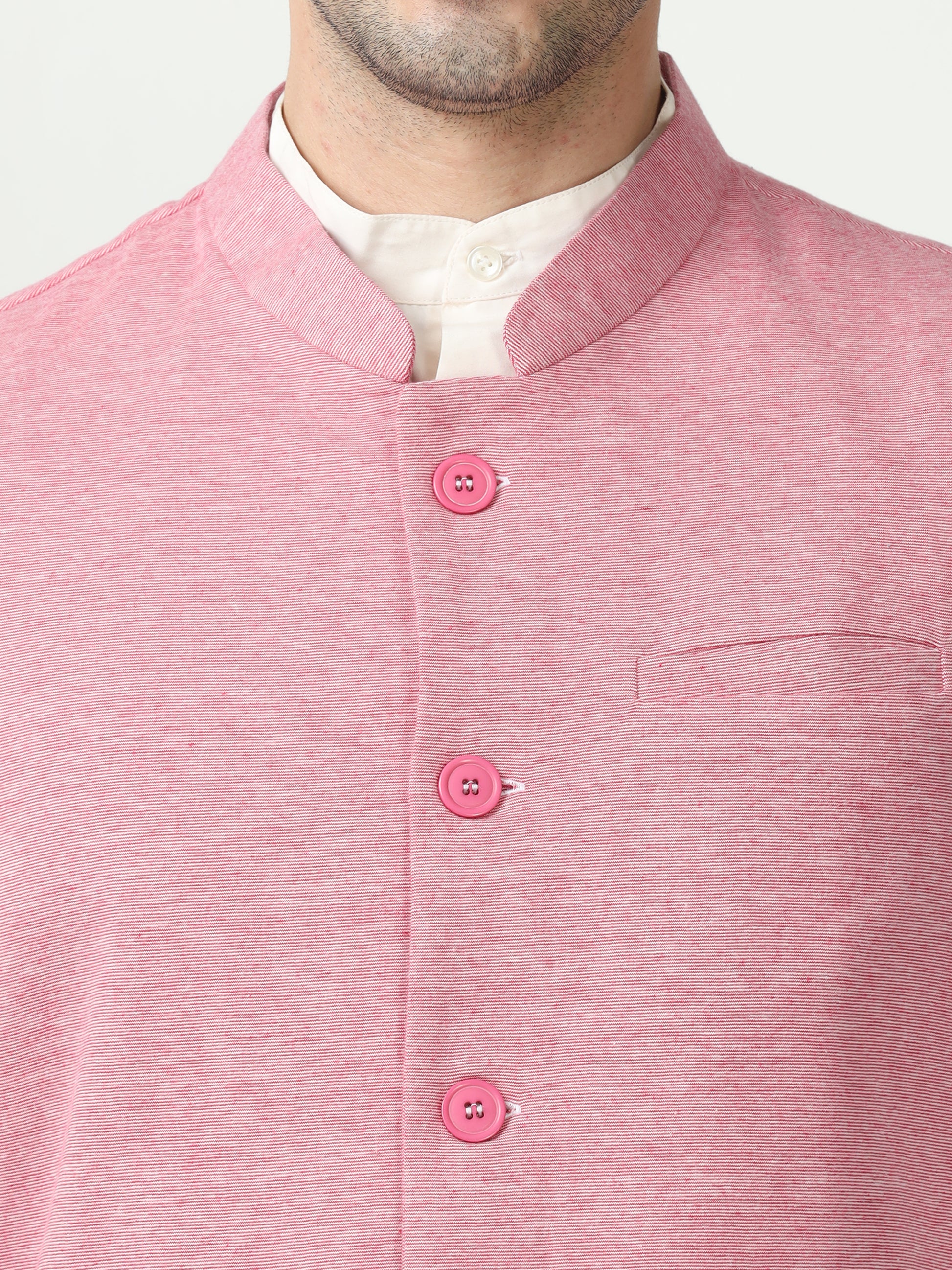 Button-front detailing on Sustainable Cotton Modi Coat Pink
