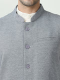 Button-front detailing on Sustainable Cotton Modi Coat Navy
