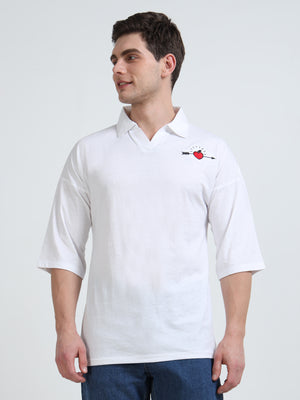 Men's rPET & Recycled Cotton Printed Collared T Shirt