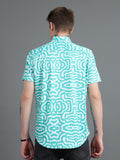 Men's rPET Abstract Waves Printed Casual Half Sleeve Shirt