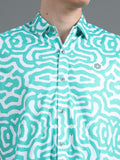 Men's rPET Abstract Waves Printed Casual Half Sleeve Shirt