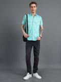 Men's rPET Abstract Waves Printed Casual Half Sleeve Shirt