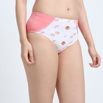 Women's Overlap Hipster - Pawprint & Light Salmon