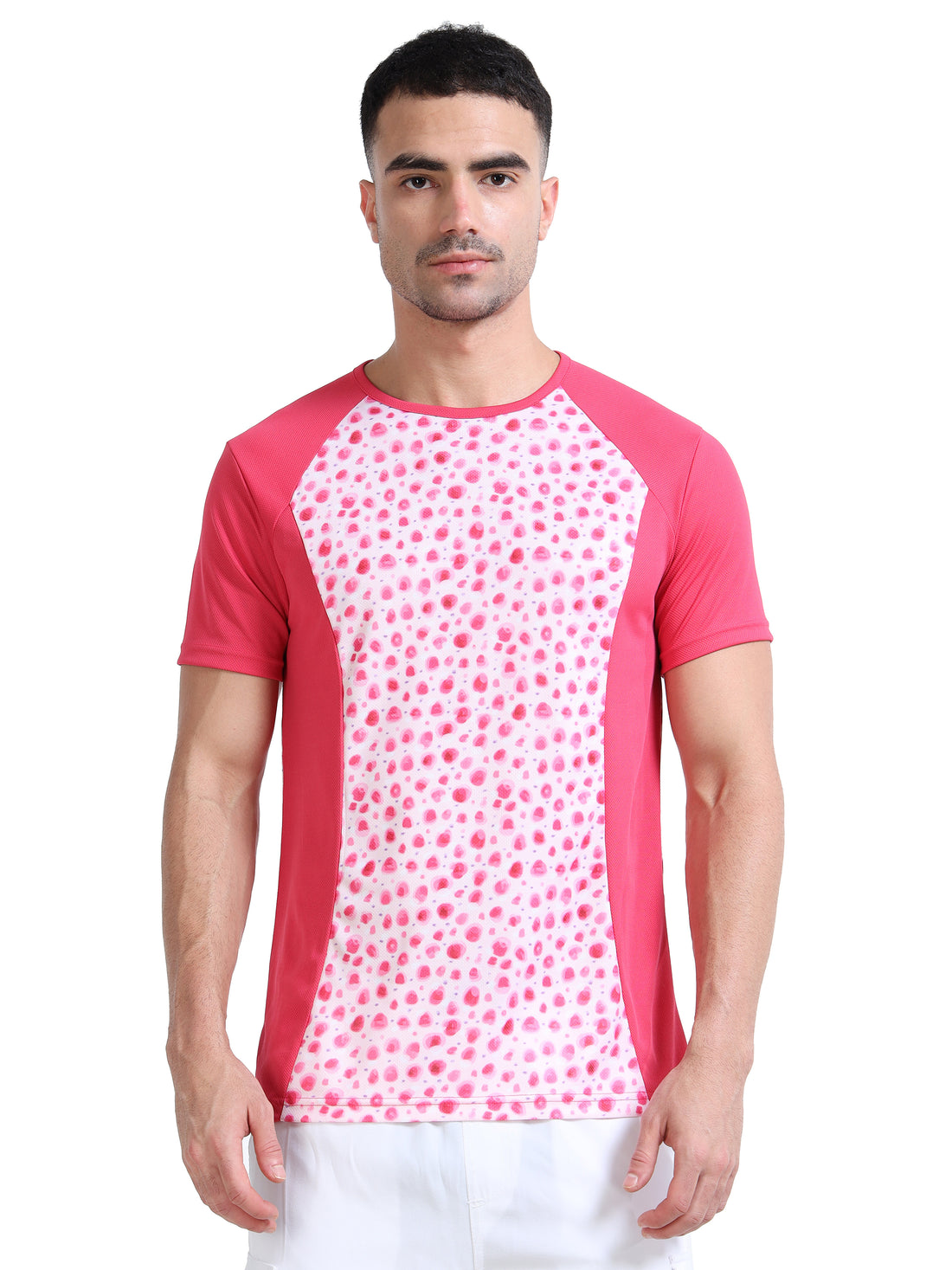 Printed Mens Active T-Shirt - pink dots