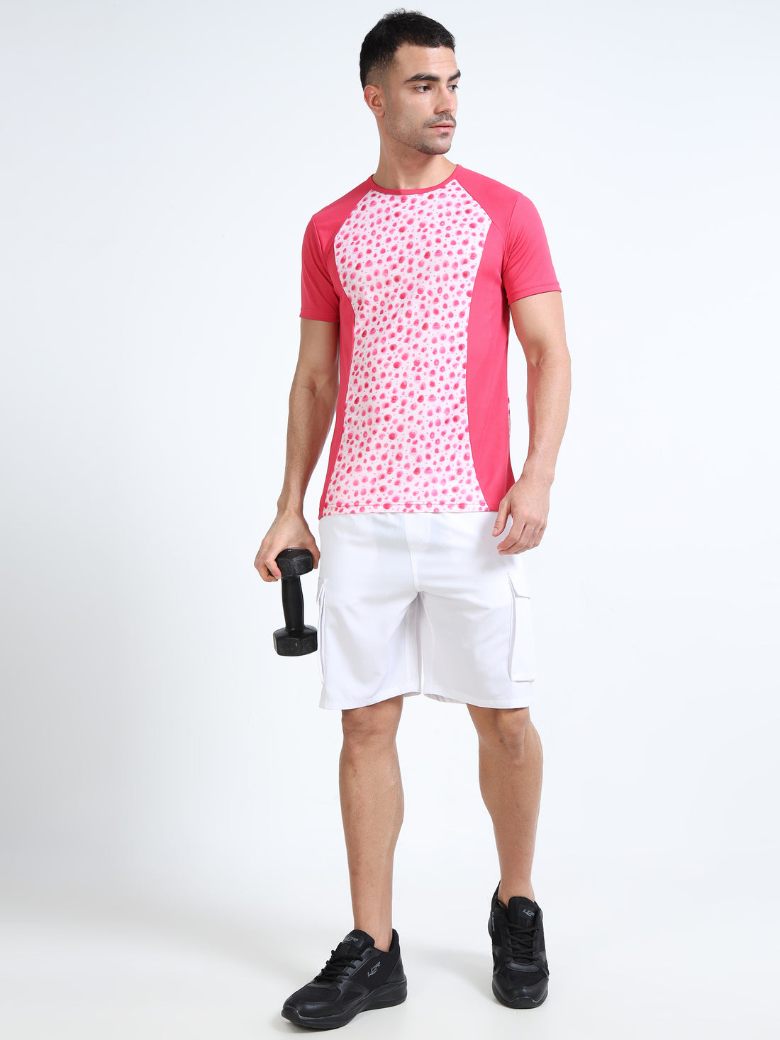 Printed Mens Active T-Shirt - pink dots