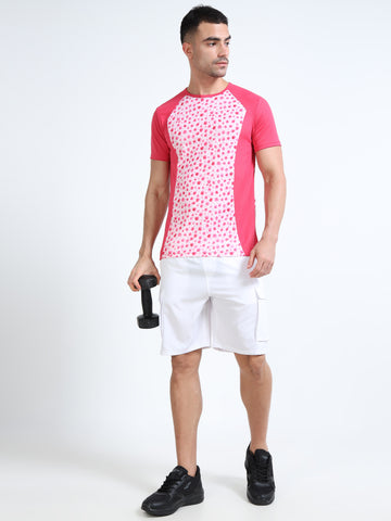 Printed Mens Active T-Shirt - pink dots