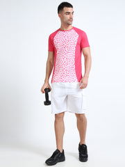 Printed Mens Active T-Shirt  - Pink Dots | Mens Active Wear