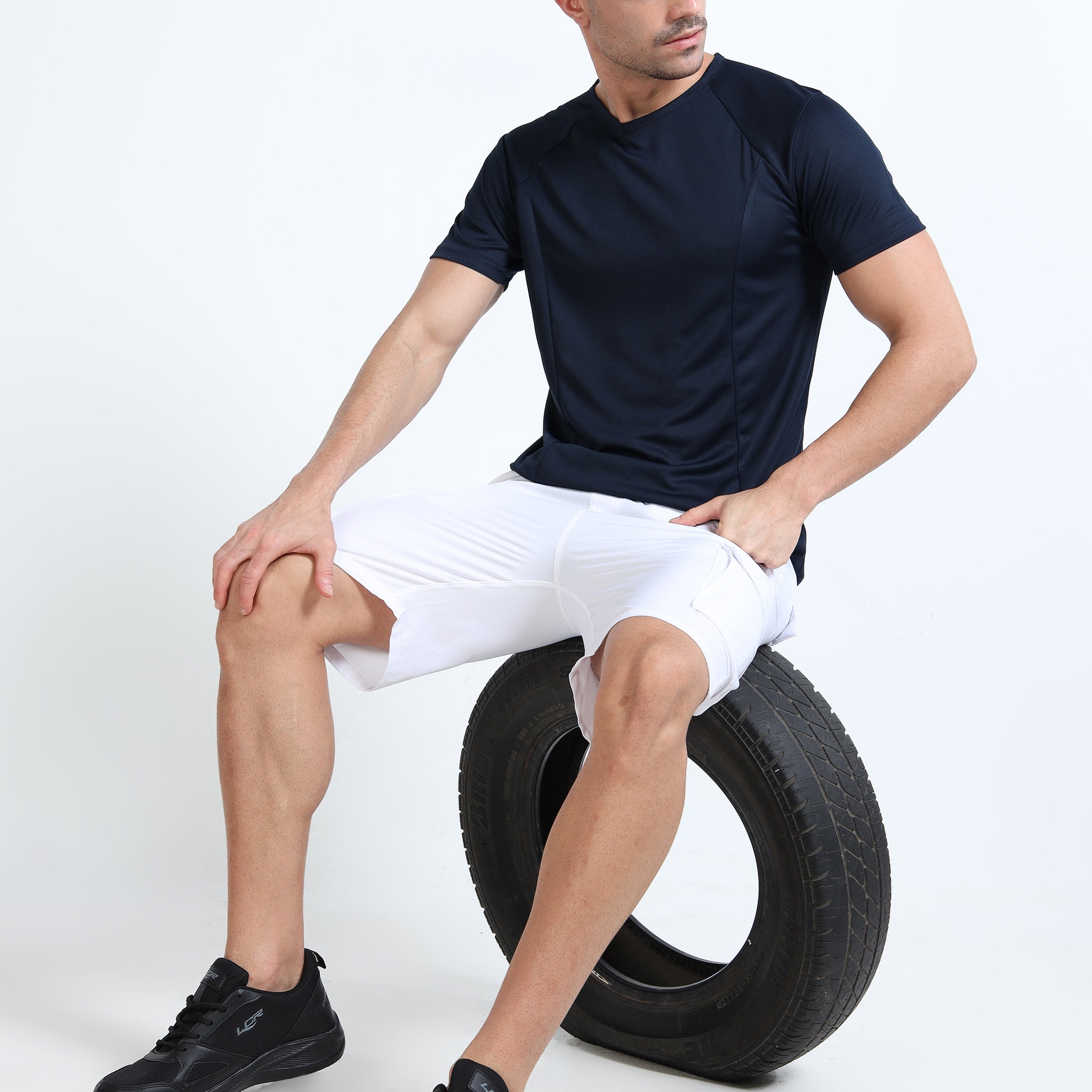 Mens gym t-shirt with rice knit fabric