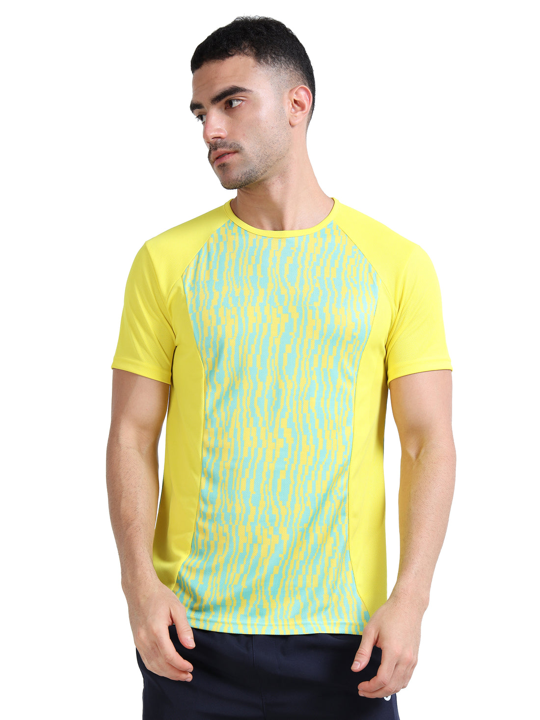 Printed Mens Active T-Shirt - Yellow and Black