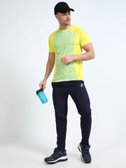 Printed Mens Active T-Shirt - Yellow And Teal Blocks | Mens Active Wear