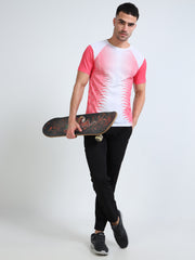 Printed Mens Active T-Shirt - Pink Shapes Abstract | Mens Active Wear