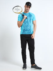 Printed Mens Active T-Shirts - Blue Centre Dots Splatter | Mens Active Wear