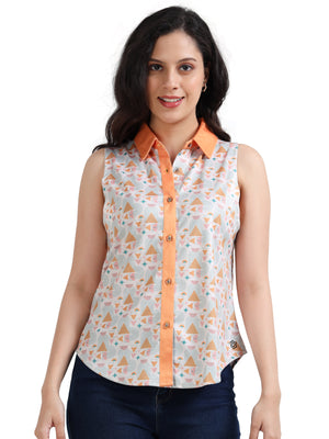 Women's rPET Geometric Printed Sleeveless Shirt