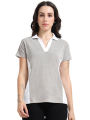 Women's rPET with Recycled Cotton Contrast Polo - Nutbrown & White