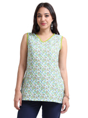 Women’s Sleeveless Short Kurta – Colourful Paisley