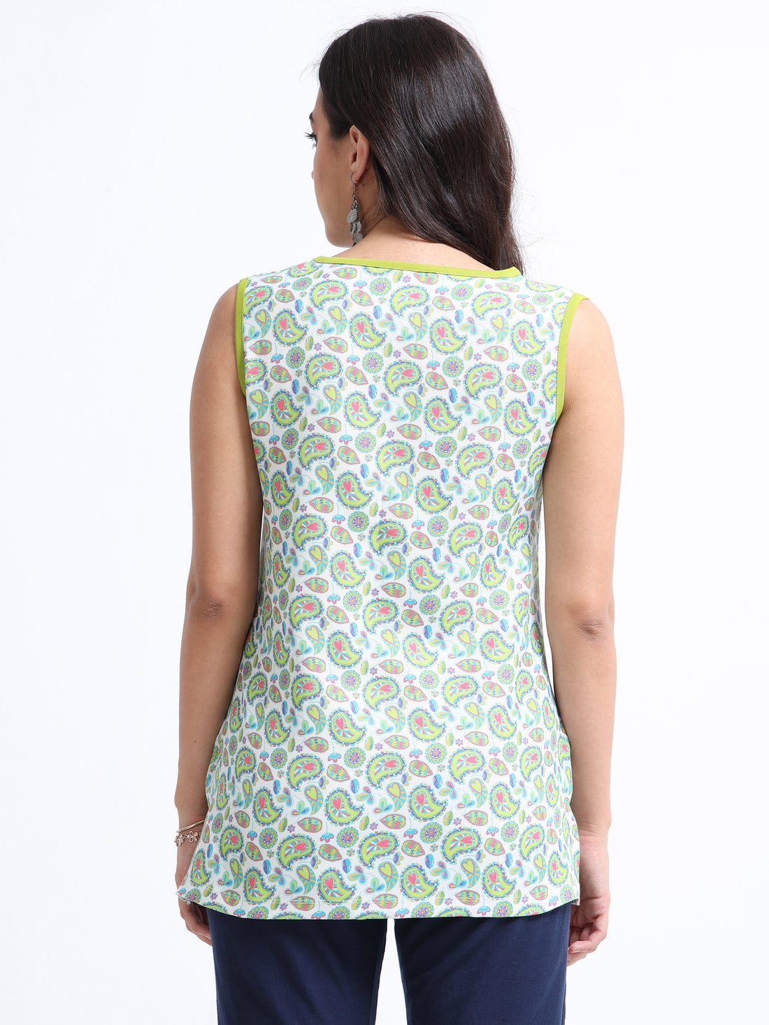 Women’s Sleeveless Short Kurta – Colourful Paisley