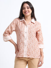 Women’s Indie Printed Woven shirt - Pastel brown Boquet