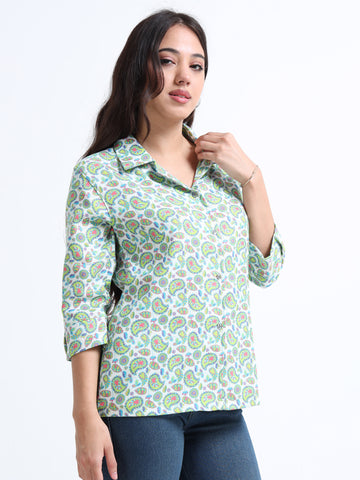Women’s Indie Printed Woven shirt - Colorfull Paisley