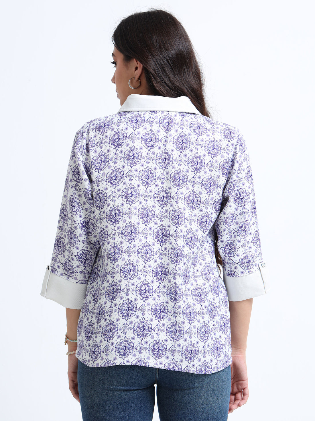 Women’s Indie Printed Woven shirt - Blue Ikat