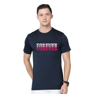 Men's Round Neck with Chest Print - Forever - Navy