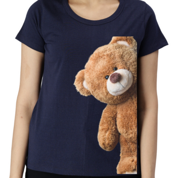 Women's Eco Round Neck TShirt with Chest Print - Deady - Navy