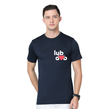 Men's Round Neck with Chest Print - lubdub - Navy