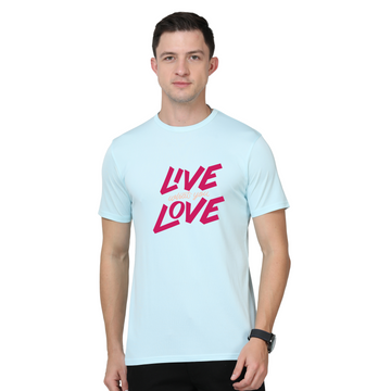Men's Round Neck with Chest Print - Live what you Love - Mint