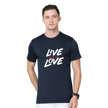 Men's Round Neck with Chest Print - Live what you Love - Navy