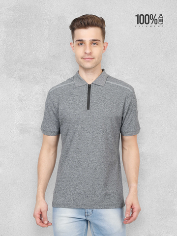 Black Melange - Unisex Sporty Polo TShirt