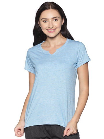 Women's rPET with Recycled Cotton Lazy Round Neck TShirt - Cyan