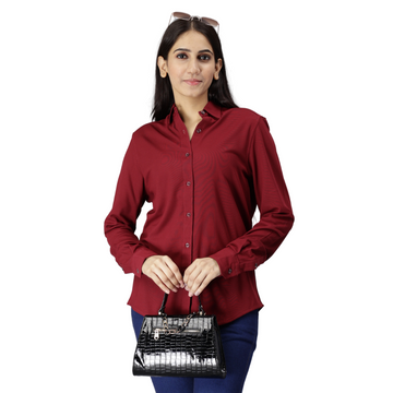 Women's rPET Casual Full Sleeve Shirt - Red Wine
