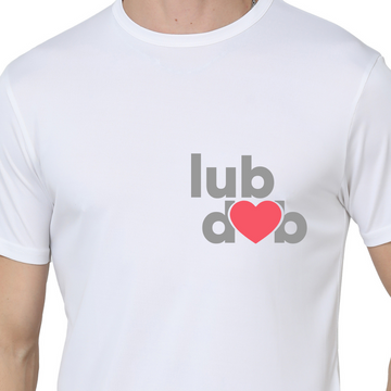 Men's Round Neck with Chest Print - lubdub - White