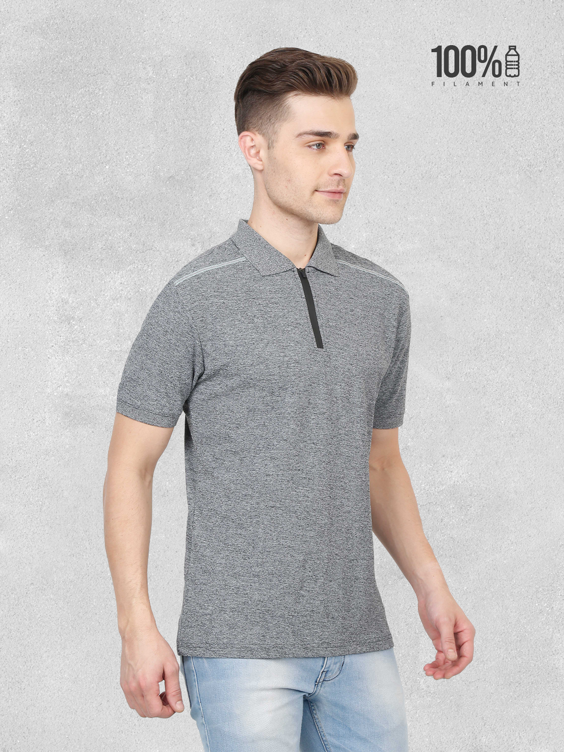 Black Melange - Unisex Sporty Polo TShirt