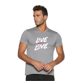 Men's Cotton V Neck with Chest Print - Live what you Love