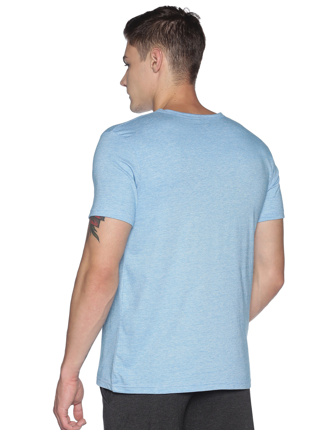 Men's rPET with Recycled Cotton V-Neck TShirt - Cyan