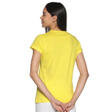Women's Cotton V Neck TShirt with Chest Print - Alexa