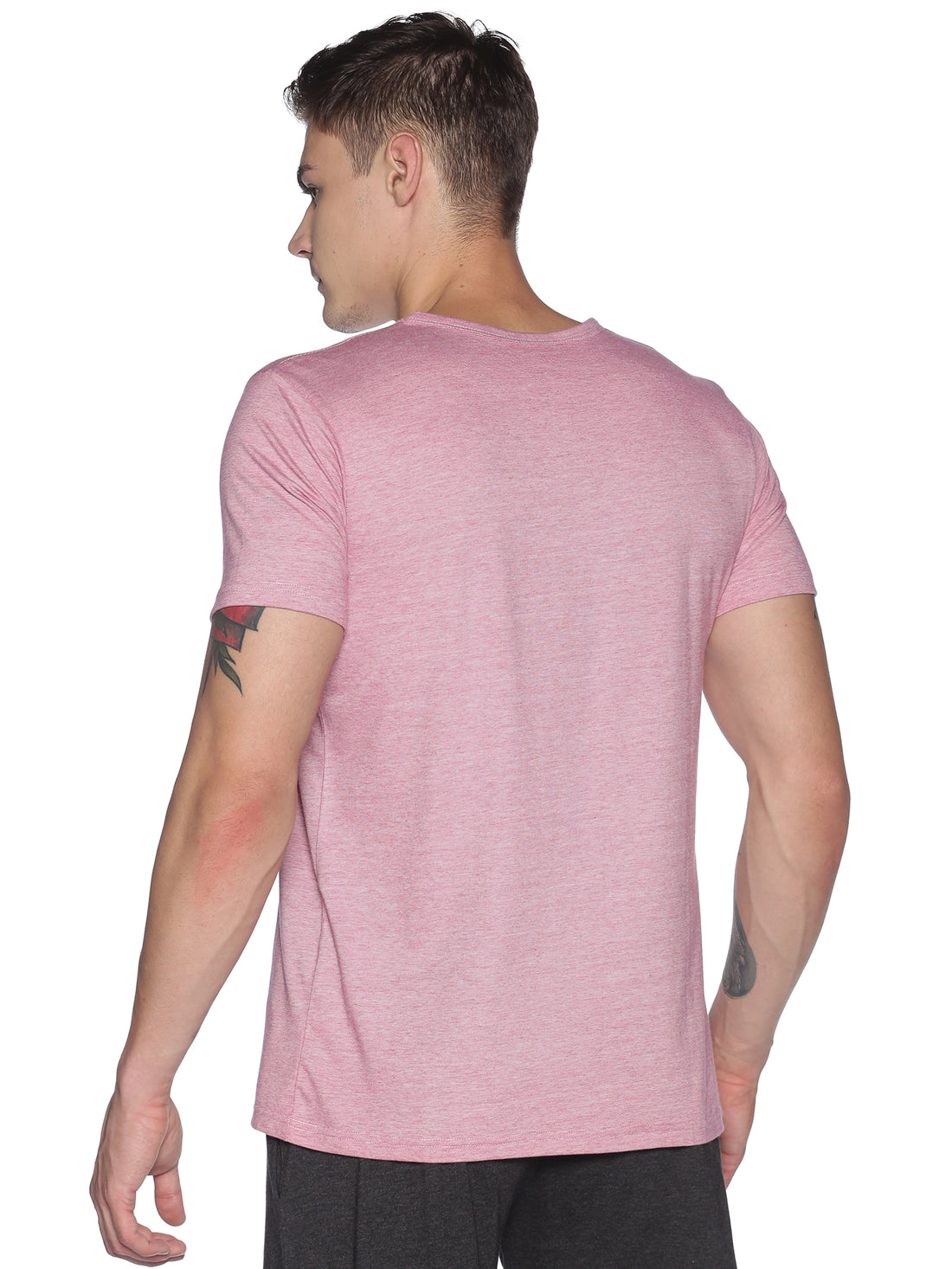 Men's rPET with Recycled Cotton V-Neck TShirt - Pink